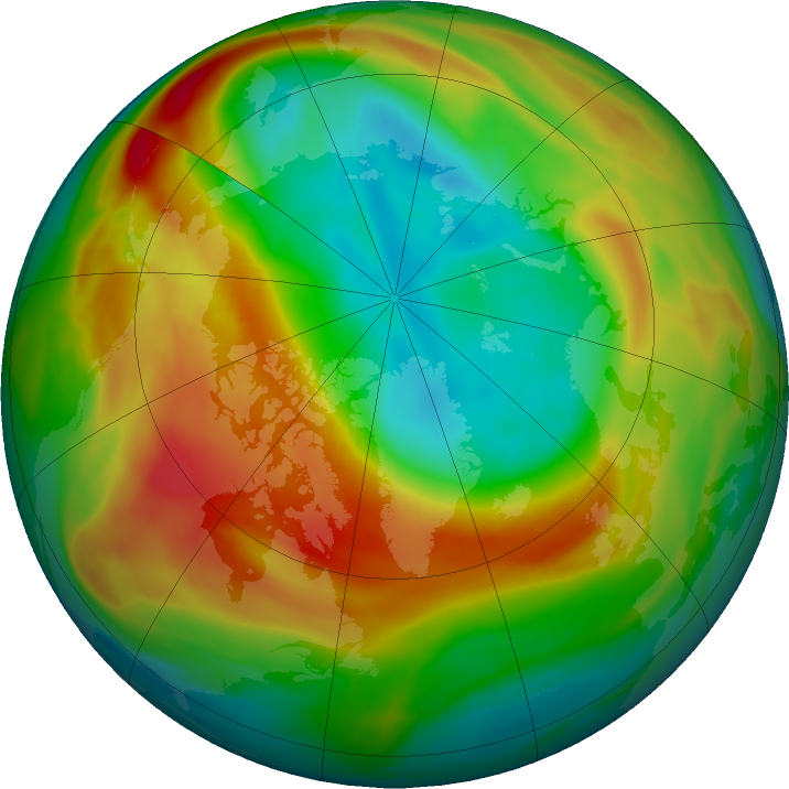 Arctic ozone map for 25 February 2020